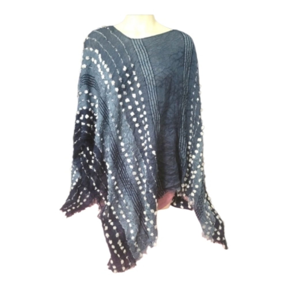 Blue and White Women's Shawl Demdaco